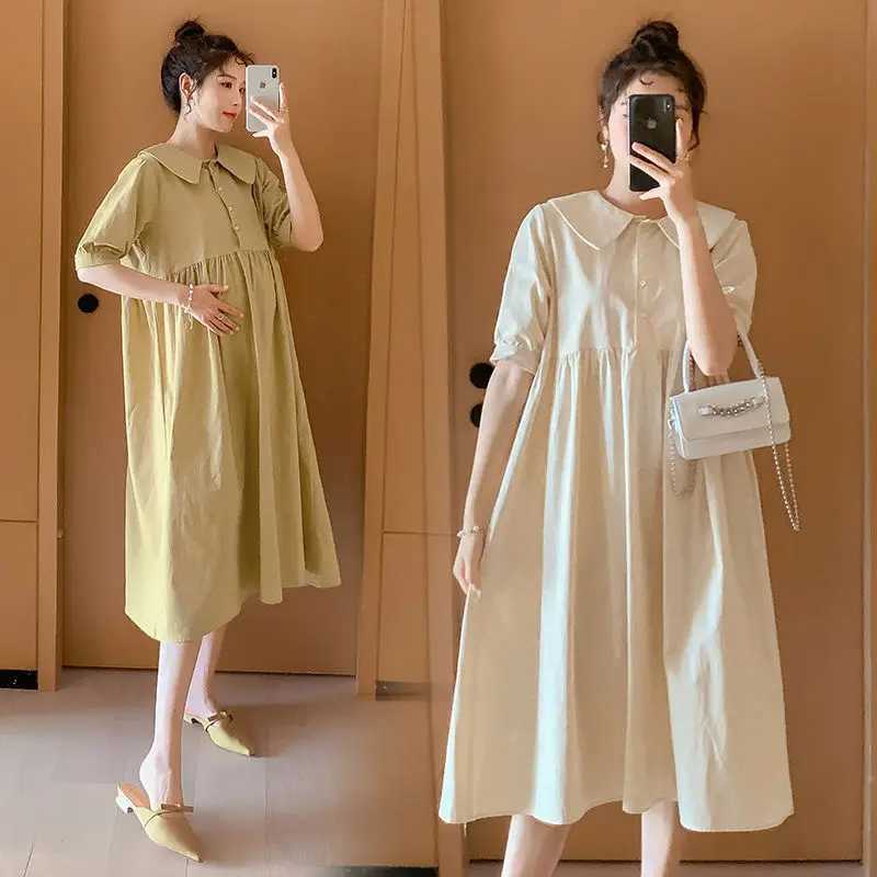 Spring Summer Maternity Dresses New Plus Size Maternity Loose Slim Dresses Maternity Summer Ladies Short Sleeve DressesT250311