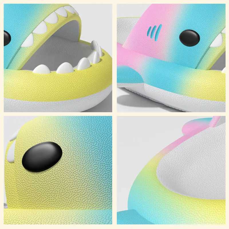 ColourChildrenSlippersSharkFlipFlopsSoftSoleCartoonSlipperWome Man Bathroom Sandal EVA Non-slip Children Shoes Sandals FlipFlopsT250311