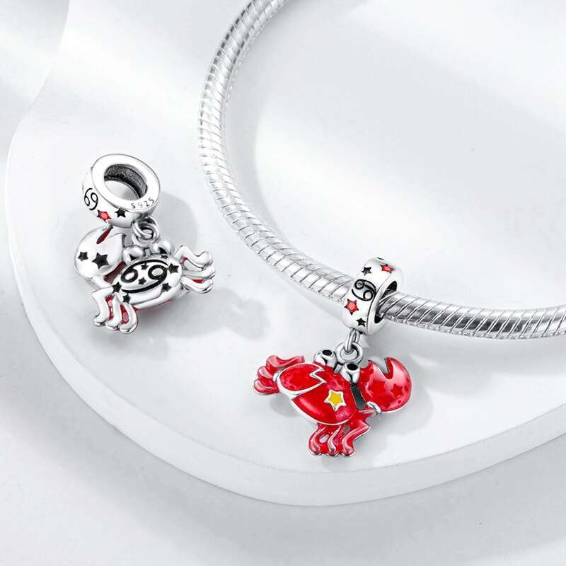 925 Sterling Silver illusion luminous twelve constellations pendant Charms fit bracelet DIY jewelry bracelet necklace for women gift