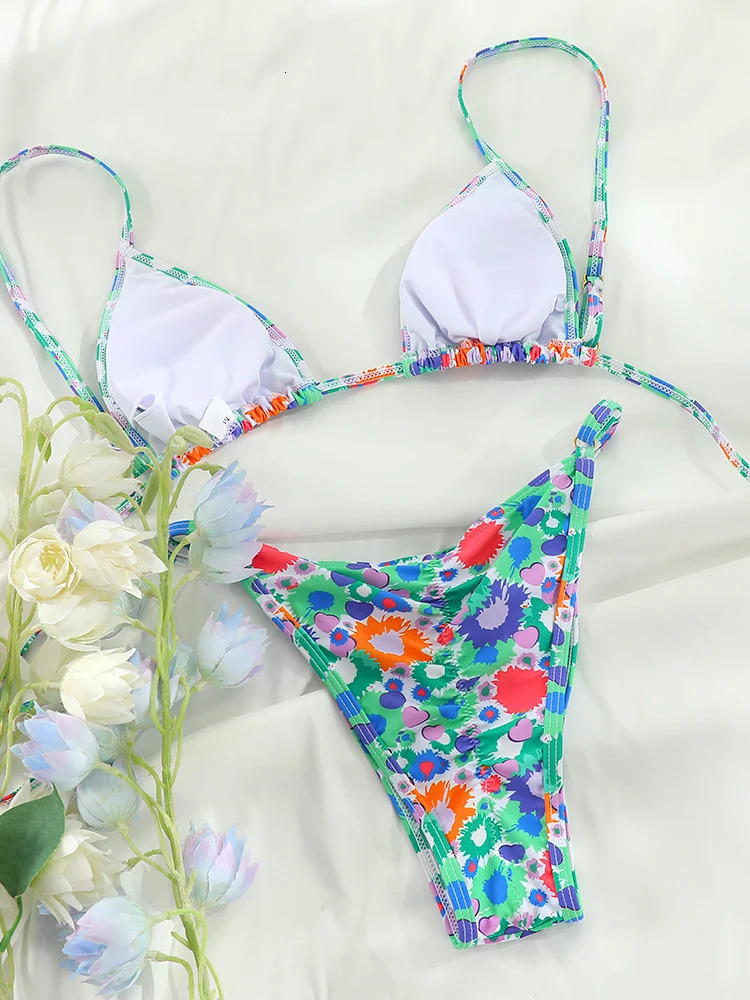 Extreme Print Bikini for Women Cut Out Swimwear Low Waist Swimsuit Micro Set Bathing Suit Triangle Beachwear 250310