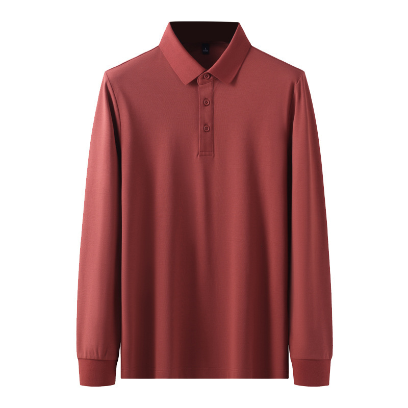 tracksuit Long sleeved polo business casual solid color autumn and winter lapel T-shirt men's base shirt