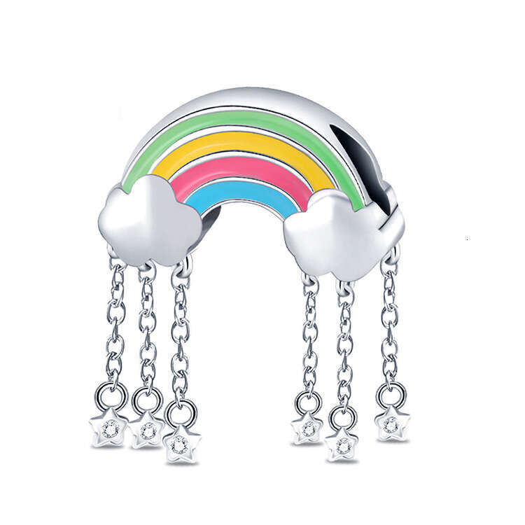 Hot Selling creative rainbow cloud string decoration Charms beads 925 Sterling Silver DIY jewelry accessories, bracelet beads for women jewelry gift