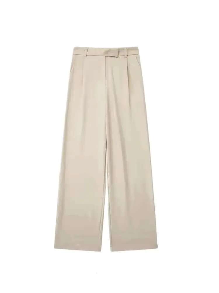 Women Fashion With Darts Front Pockets Wide Leg Pants Vintage High Waist Zipper Fly Female Trousers Mujer