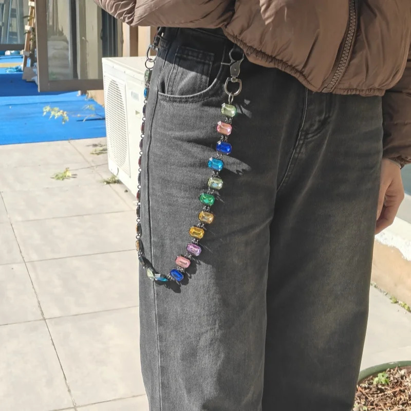 Concise Colour Agate Crystal Pants Chain Men And Women Ones Waist Accessories Gothic Ethnic Style Y2K Locomotive Chain 250303