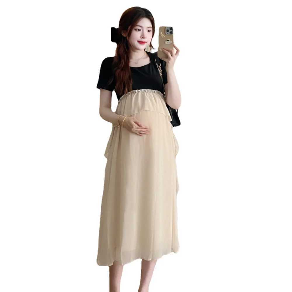 Casual Dress Pregnancy photoshoot dress Short Sleeve vestidos Summer Maternity Dresses fashion clothes for Pregnant Woman 2024T250311