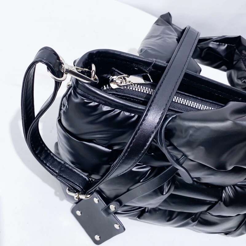 Custom Initials Puffer Tote Bags For Women Designer Handbag Purse 2025 New In Polyester Cross Weaving Top Handle Shoulder
