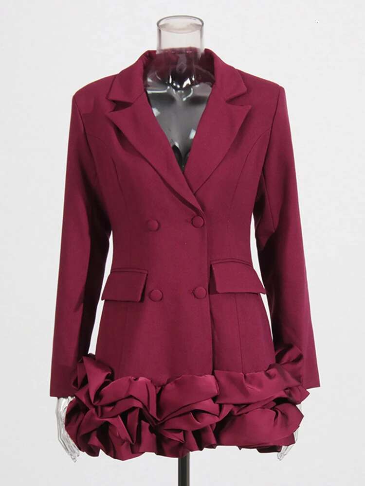 TWOTWINSTYLE Hit Color Designer Dresses For Women O Neck Long Sleeve High Waist Temperament Elegant Mini Dress Female Fashion