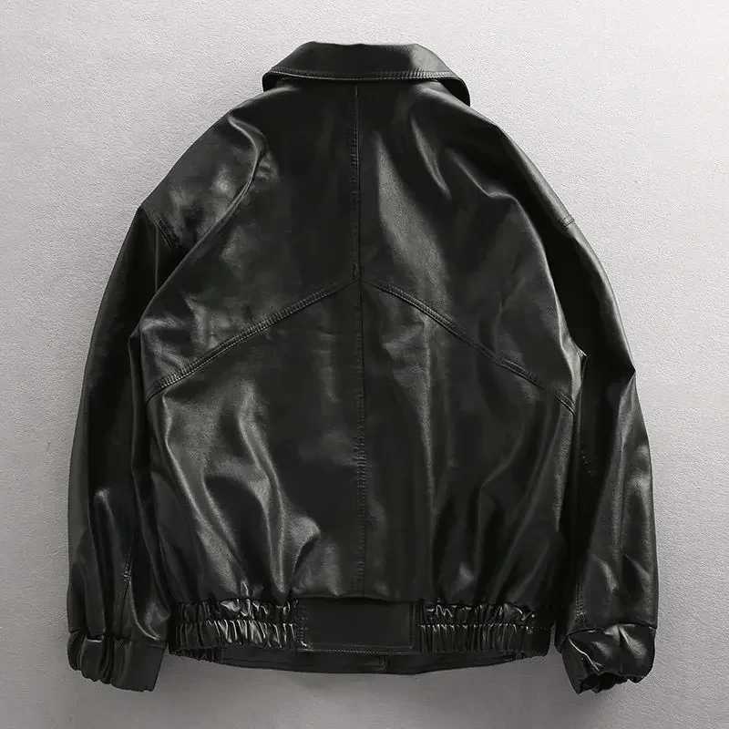 2023 Autumn New Light Luxury Fashion Loose Leather Clothing Men Motorcycle Clothing Comfortable Jacket PU Leather JacketT250311