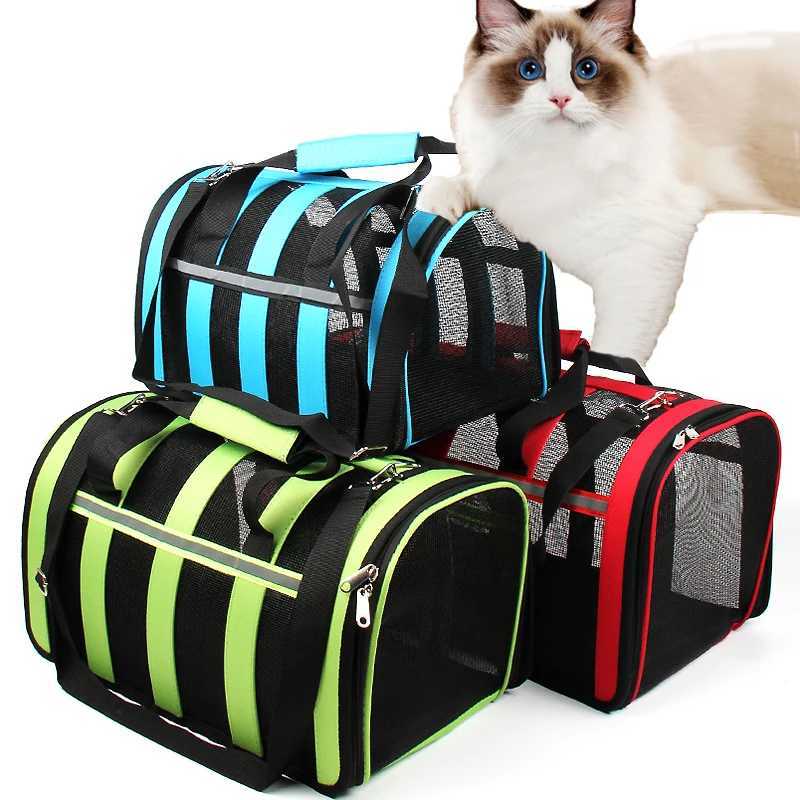 Pet Dog Cat Carrier Bag Portable Mesh Breathable Cat Bags Outdoor Travel Outgoing Transport Bag for Cats Small Dog Pet Handbag 250205