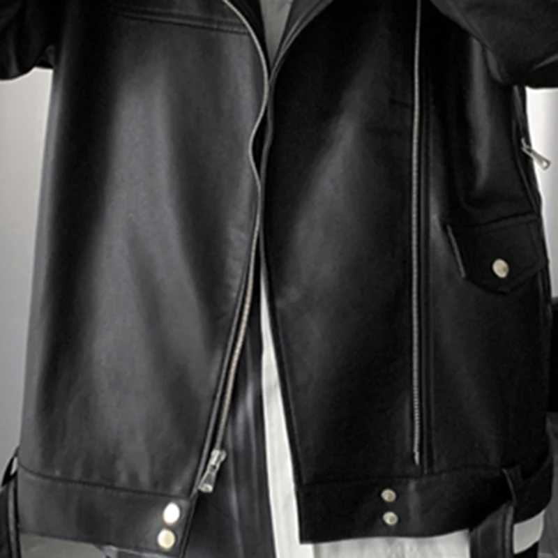 Mauroicardi Spring Black Oversized Leather Biker Jacket Men Casual Loose Korean Fashion 2021 Faux leather Jackets for Men BrandT250311