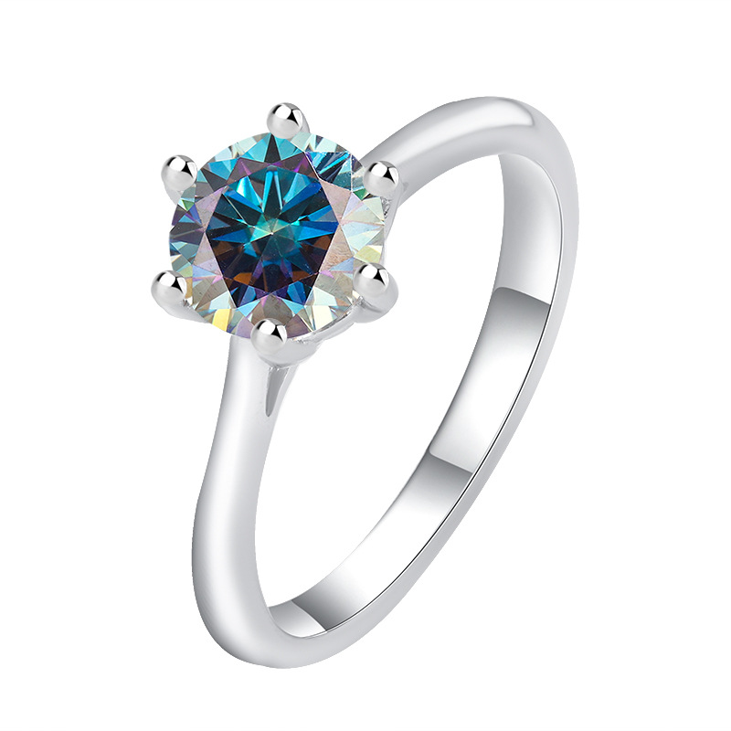sterling sier designer for women 1-3CT moissanite fashionable womens classic six claw dia ring girls wedding engagement jewelry gift