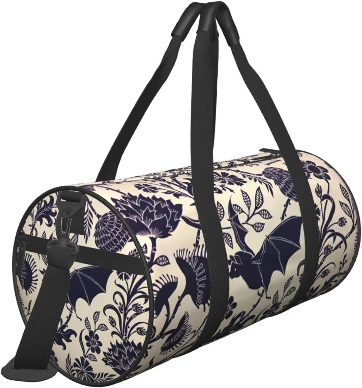 Halloween Bat Flower Sports Gym Duffel Bag for Men Women Weekender Travel Workout Training Handbag Water Resistant 250311