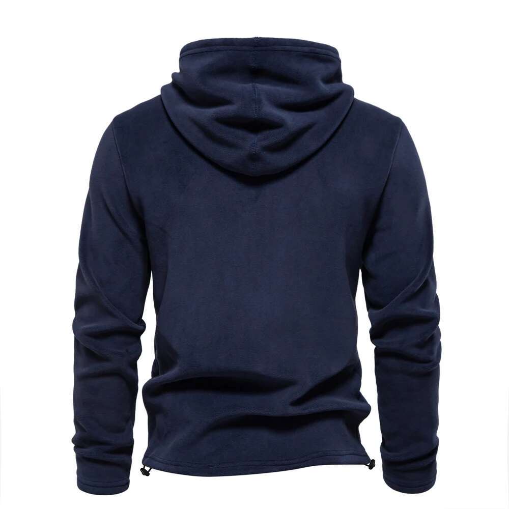 Mens Winter Solid Fleece Hoody High Quality Warm Casual Drawstring Hat Sweatshirt Soft Shell Hoodies For Men