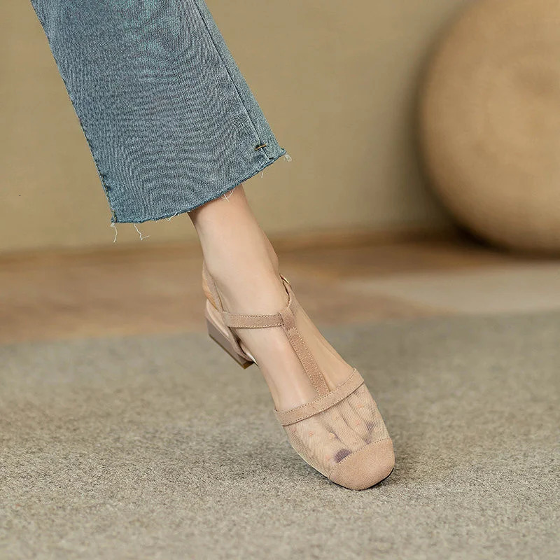Footwear Lace Sandals for Women Clear Transparent Summer 2025 Closed Black Ladies Shoes with Medium Heels Sale Comfort Casual H 250305