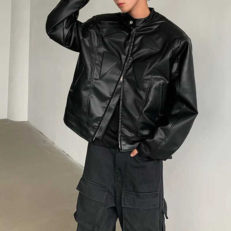 Niche Structure Design High-end Motorcycle Mens Washed PU Leather Jacket 2025 Spring Autumn New Fashion CoatT250311