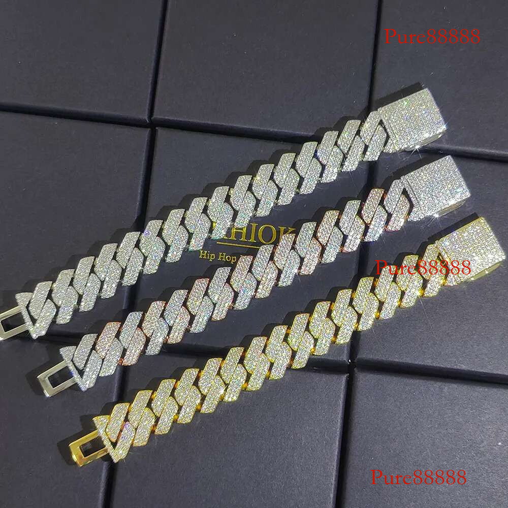 Hip Hop Jewelry 20mm Width Women Mens Heavy Strong Necklace Gold Plated Bg Iced Out CZ Prong Cuban k Chain