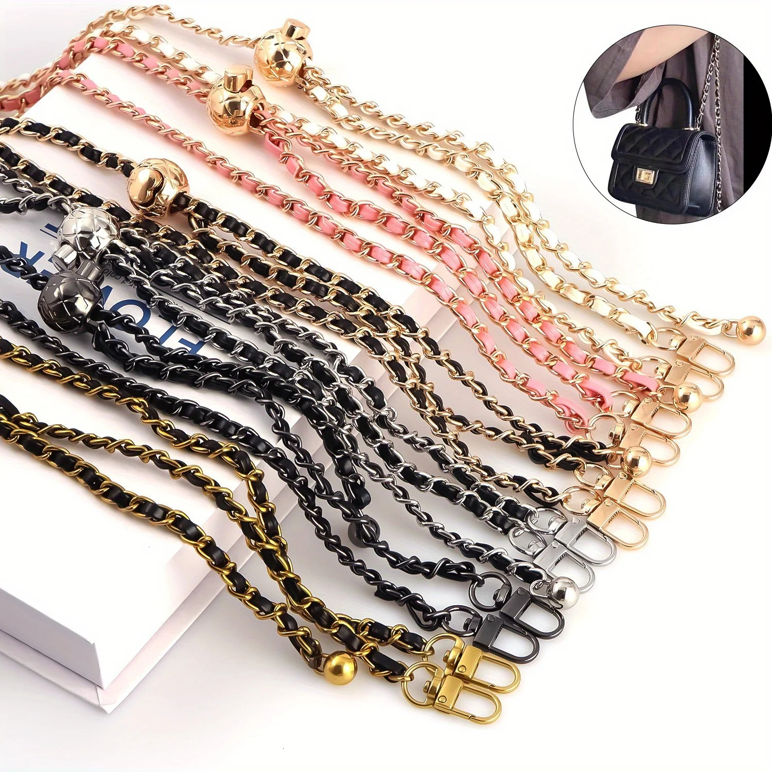 Adjustable wallet chain 47 inch metal bag with replacing shoulder cross handbag 250311