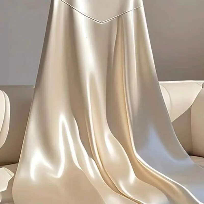 Spring Autumn Elegant Temperament Solid Color Satin Women Clothes Simplicity Office Lady All-Match A-E Skirt