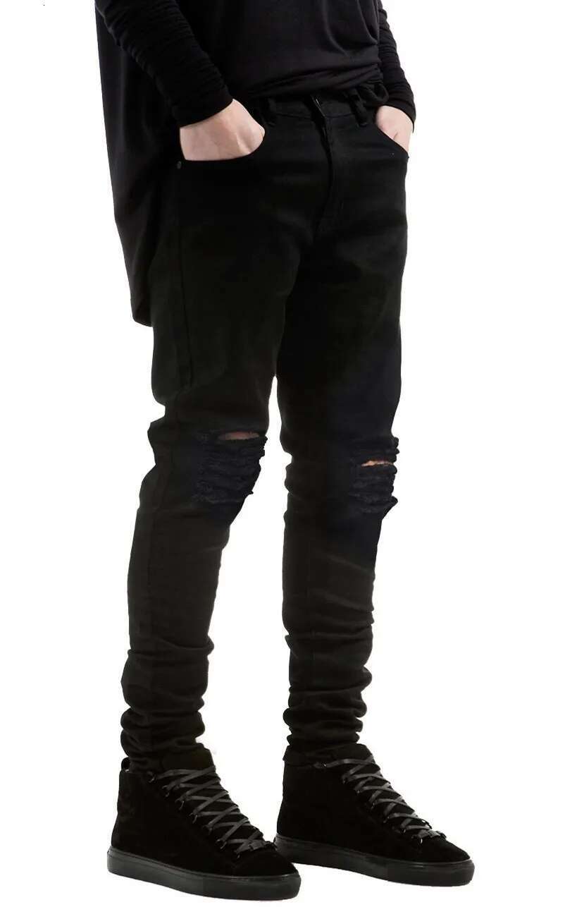 Elastic Men s Wave Fashion Designer Classic Casual Black Jeans Men s Tight Denim Pants Plus Size 2025 Summer New Casual Pants