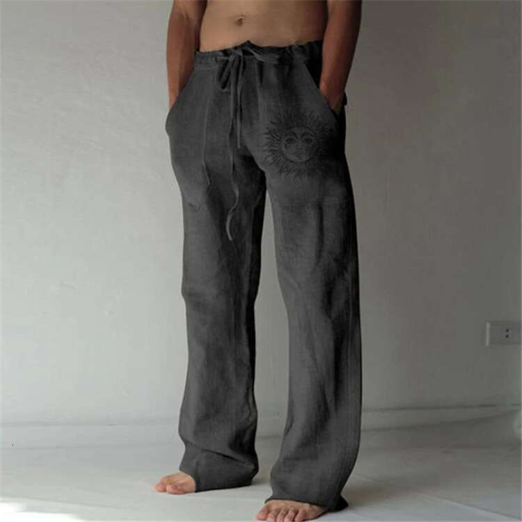 European and American men's drawstring elastic cotton en loose pants 2025 new casual versatile fashion clothing