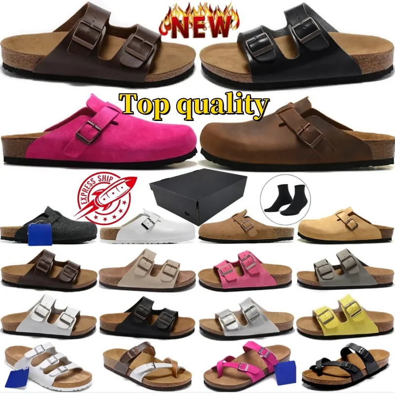 Designer Clogs Sandals Clog Slippers Cork Flat High Quality Fashion Summer Genuine Leather Slide Favourite Beach Casual Shoes Women Men 35-45