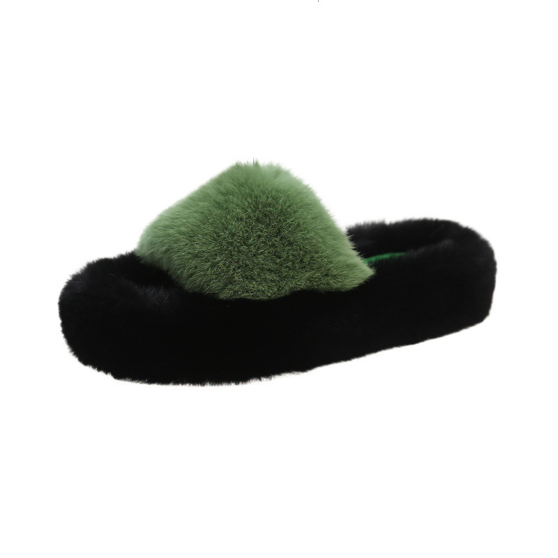 2025 Summer And Autumn Seasons Thick Soled Real Fur Multifunctional Outdoor Leisure Vacation Slippers Fashionable Designer Lazy Style Sandals Hairy Sl
