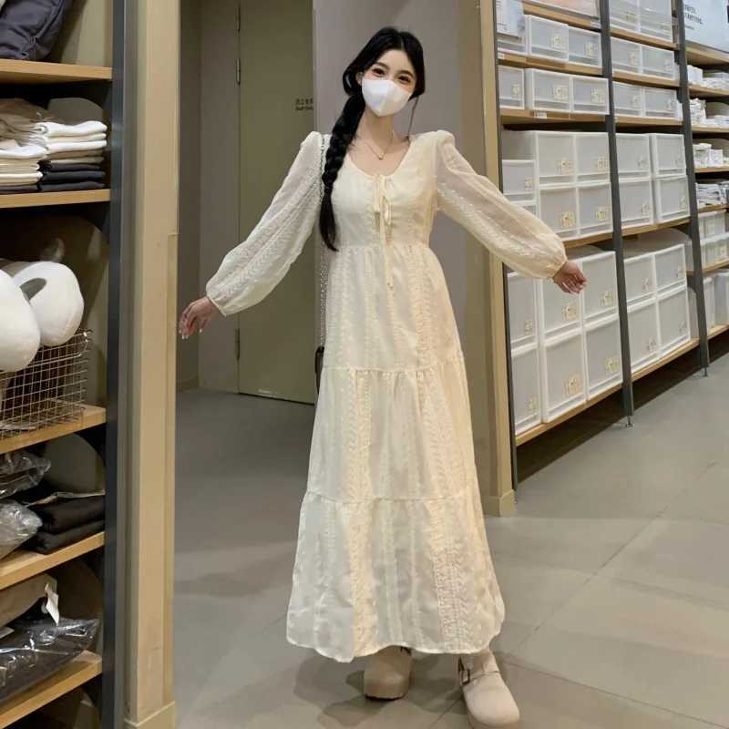 2025 Spring Long Loose Maternity Party Dress Sweet Embroidery Lace Dress Elegant Pregnant Woman Dobby Ball Gown Dresses SweetT250311