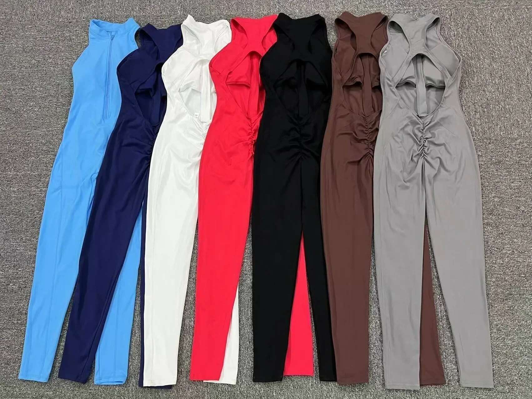 Sexy Hollow Backless Bodycon Scrunch Sport Jumpsuit Raises Butt Woman One Piece Gym Set Sleeveless Zipper Yoga Fiess Overalls