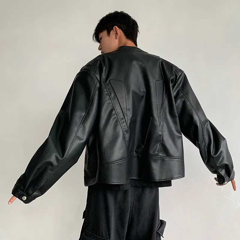 Niche Structure Design High-end Motorcycle Mens Washed PU Leather Jacket 2025 Spring Autumn New Fashion CoatT250311