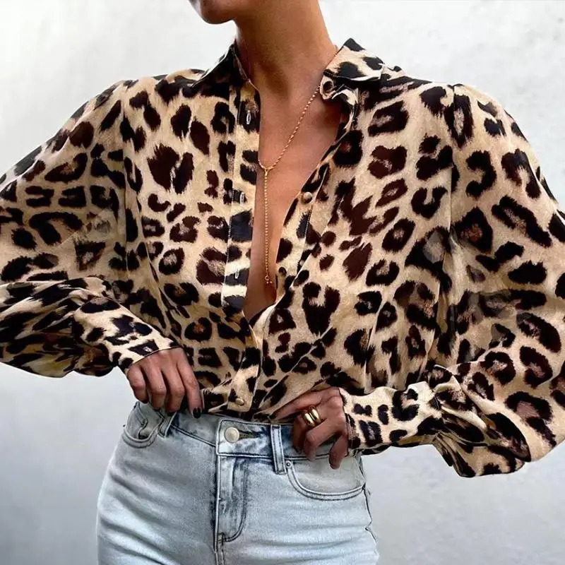 Stylish Long Sleeve Floral Print Chiffon Shirts Women Elegant Loose Blouse Button Up Casual Lady Blouses Vintage Tops 8638 250310