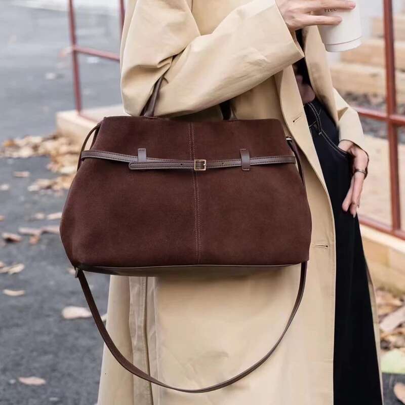 Genuine Leather Suede Tote Big Bags For Women Designer Handbag And Purse New In Vintage Commuting Shoulder Crossbody