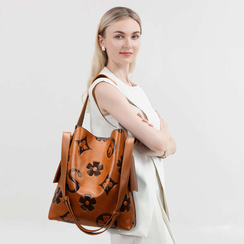 Women's Bags handbag Bucket women's autumn fashionable embossed shoulder bag, large capacity high-end handbag, work commuting bag