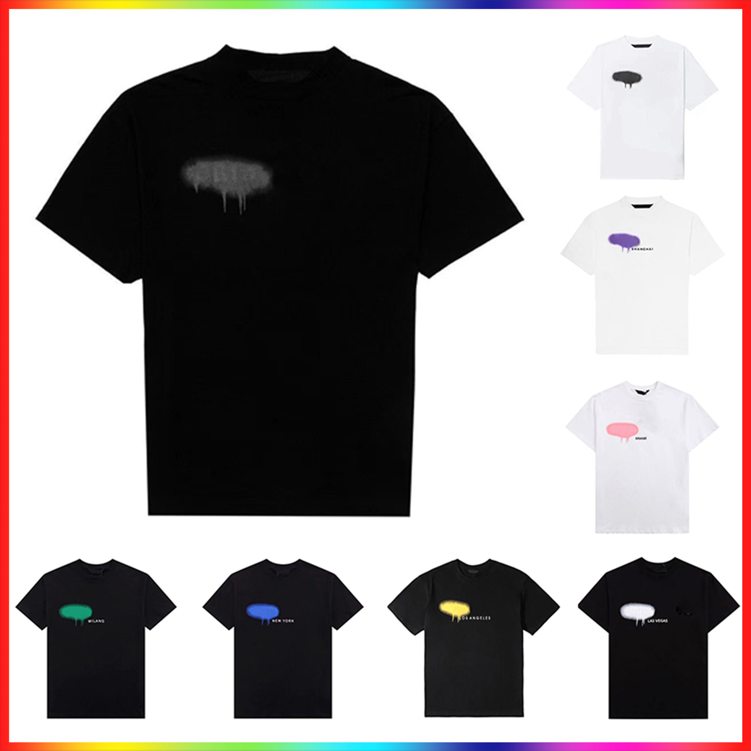 5A Designer t shirt luxury brand clothing palms tshirt spray letter cotton short sleeve spring summer tide mens womens palmangletshirts High Quality Clothes men tee