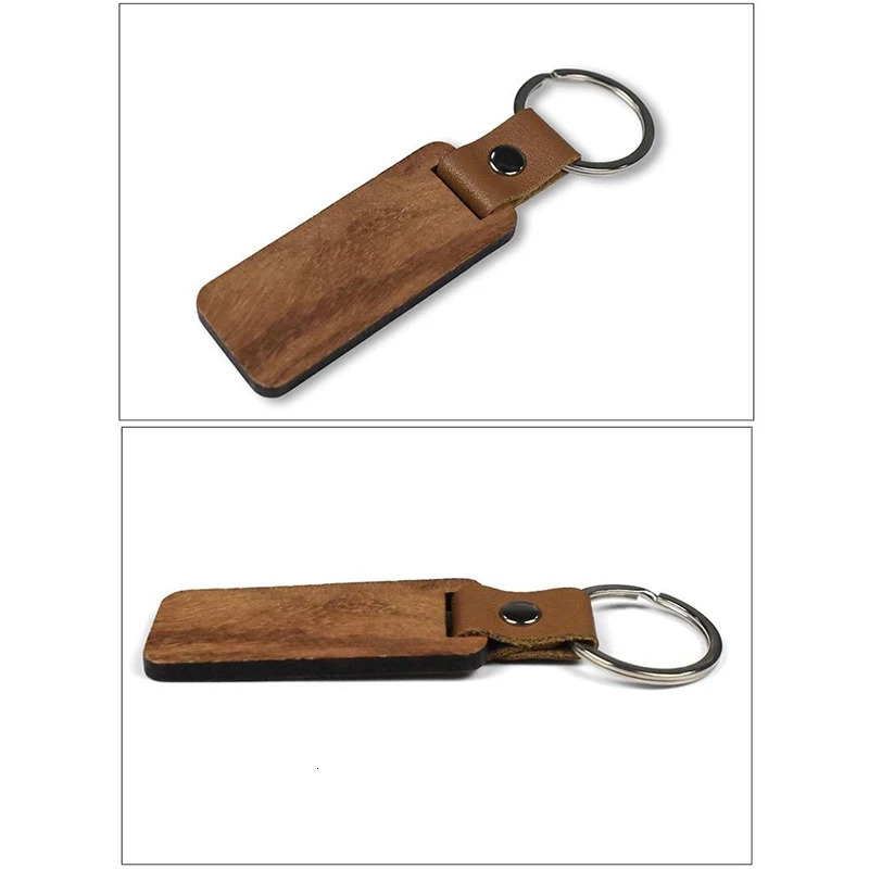 10-100Pcs DIY Souvenir Keyring Leather Sublimation Blank Wooden Key Chains Keychain 250305