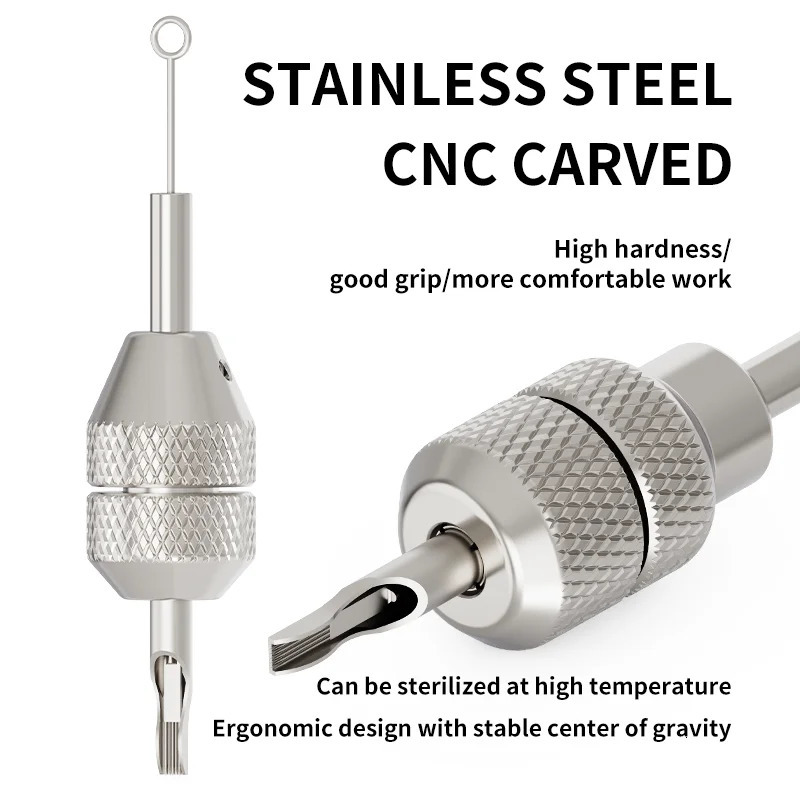 POPEIRONS 304 stainless steel tattoo machine with coarse flower self-locking handle 30/32mm in two styles 250306