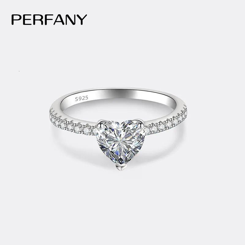 PERFANY 12CT Heart Cut Ring for Women S925 Pure Silver Shiny Laboratory Diamond Engagement y Jewelry 250213