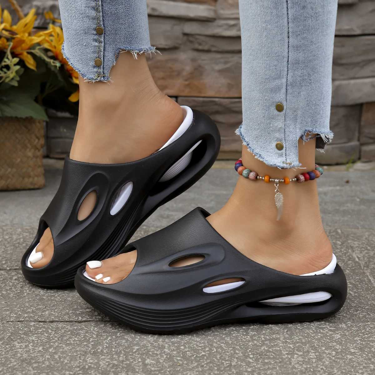 Thick Bottom Eva Sports Slippers Women Fi White N Slip Platform Sandals Woman Summer 2025 Soft Sole Outdoor Beach SlidesXJ250311