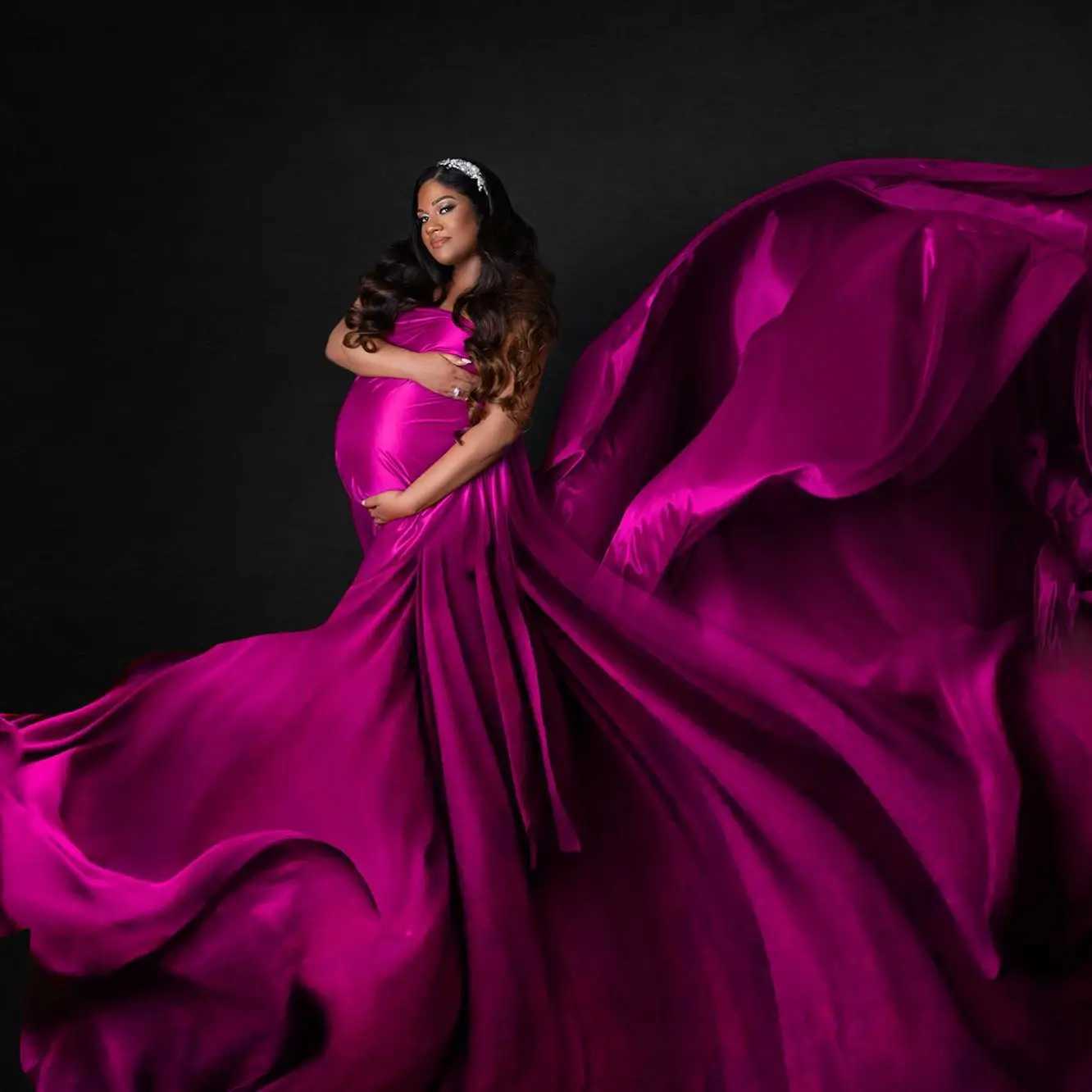 Soft Satin Luster Fabric Studio Shooting Accessories Maternity Photography Props Photoshoot Background Cloth Bright X250224