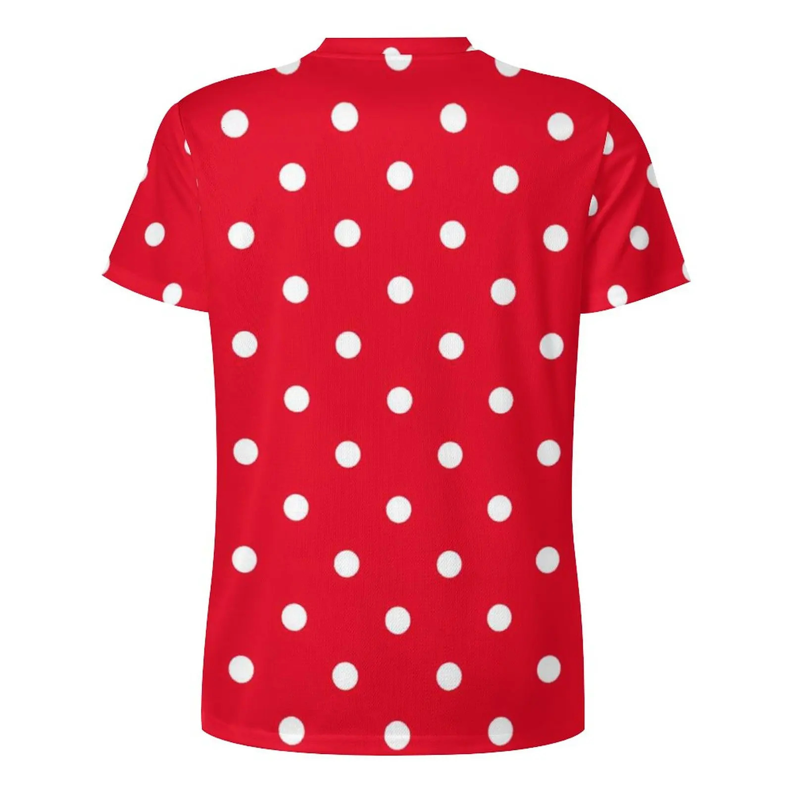 Red with White Polka Dots TShirt Mens Dot Spotted Circles Funny T Shirts Summer Trendy Tees Custom Oversized Tops 250311