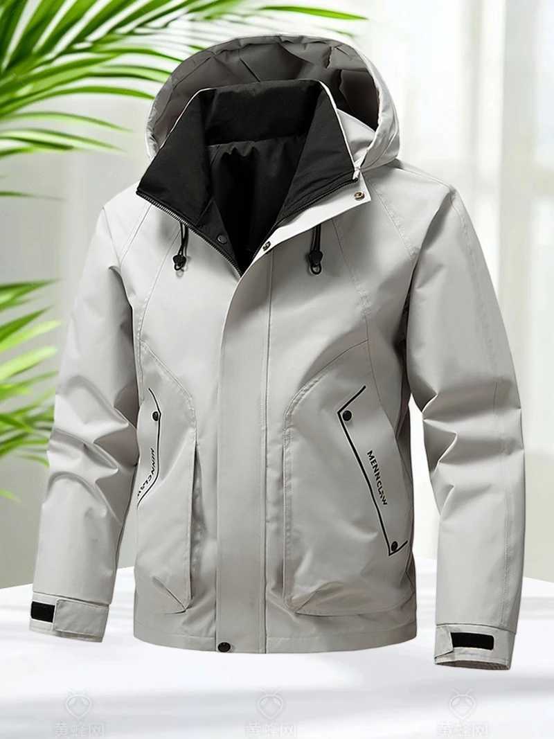Hiking Jacket Men Waterproof Hooded Zip Up Jacket Lightweight Spring and Autumn Outerwear Coats Men Camping Trekking ClothesT250311