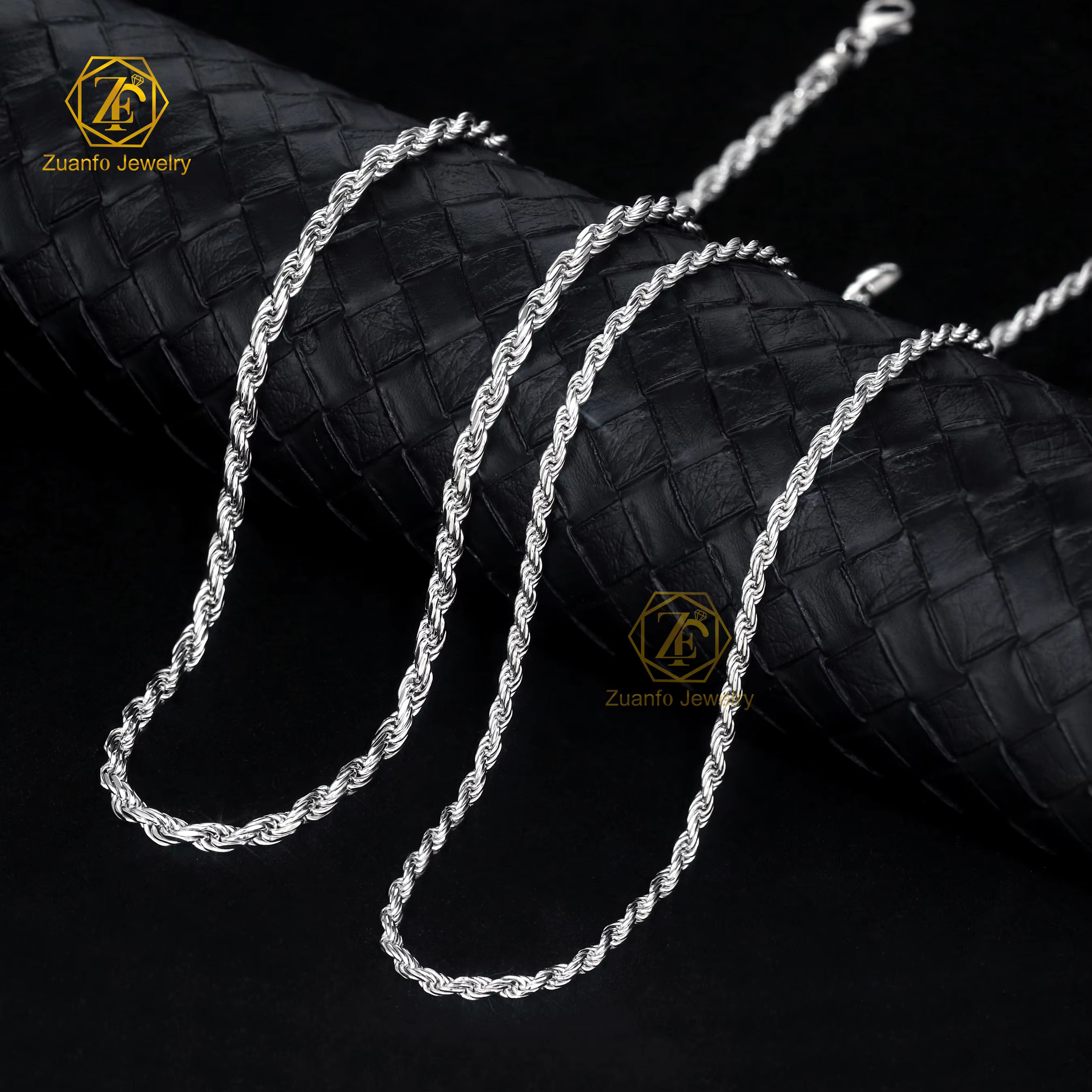Wholesale Price 925 Sterling Silver Fine Pendant Necklaces Solid 3mm Twisted Rope Chain Real 925 Silver Jewelry for Men Women