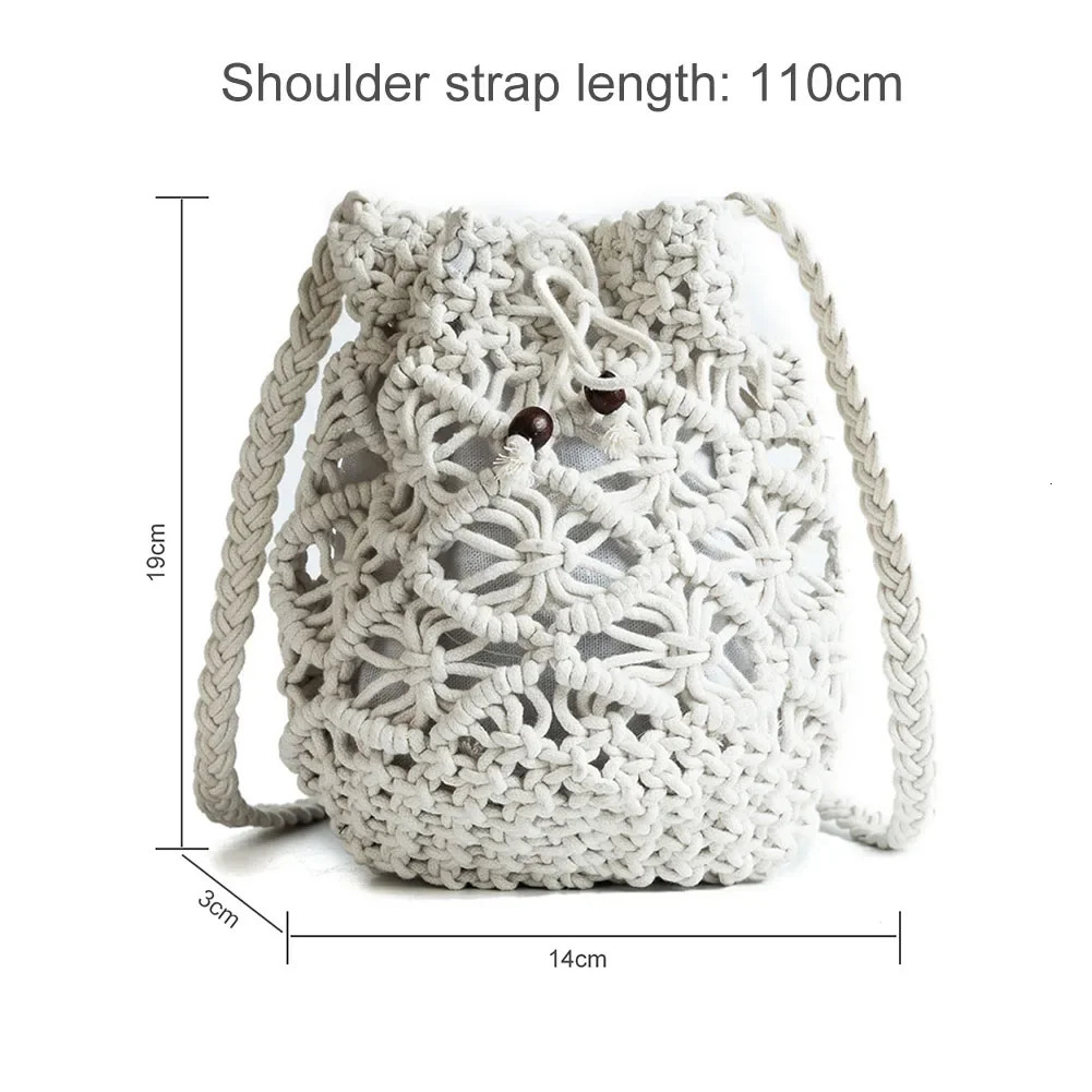 2024 New Summer Fashion Handmade Bucket Bags for Women Shoulder Crossbody Bag Female Handbag R250311