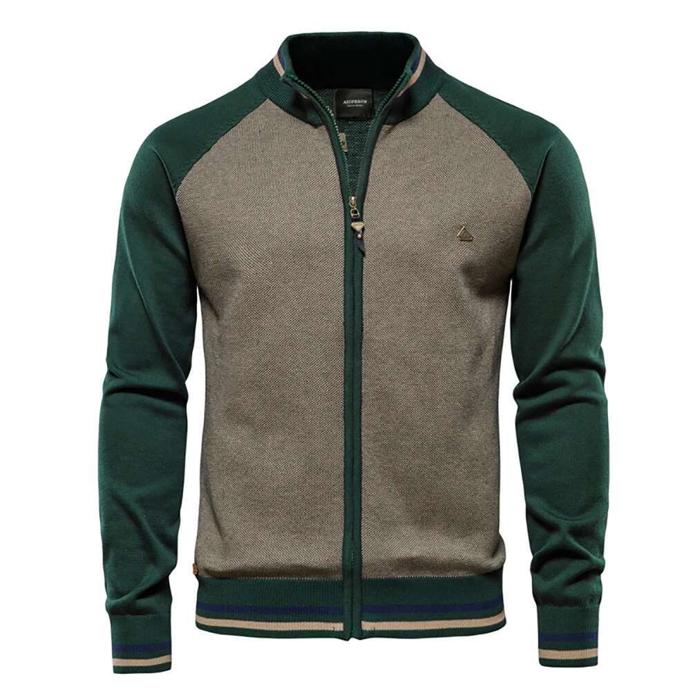 Spliced Cardigan Streetwear Casual High Quality Cotton Sweater Winter Fashion Brand Cardigans For Men
