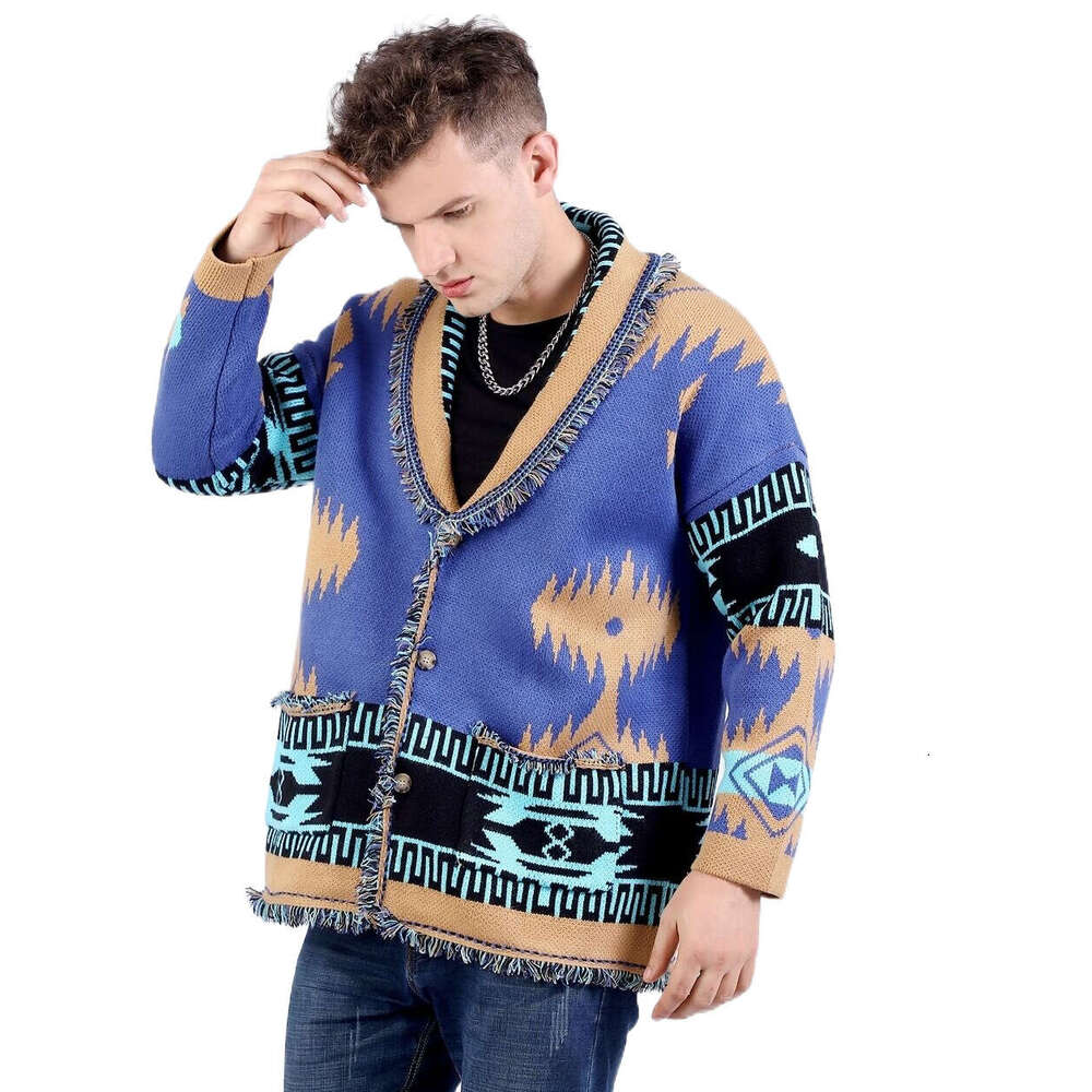 Men's Autumn And Winter New Jacquard Sweater Cardigan Style Design, Wool Knitted Jacket