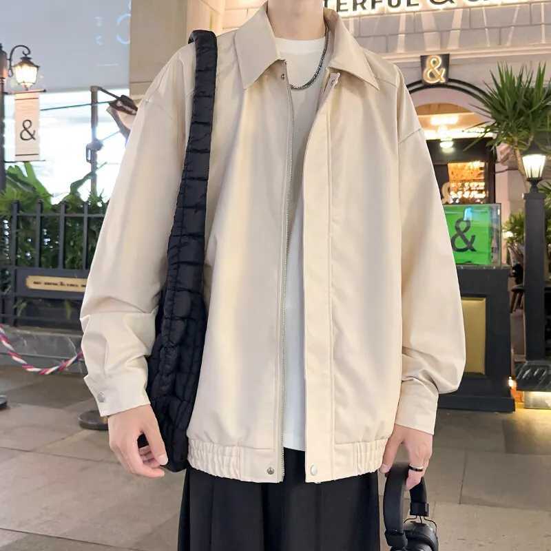 New Mens Faux Leather Jacket Coat Zipper Turn-down Collar Solid Retro Casual Loose Outerwear Man ClothingT250311