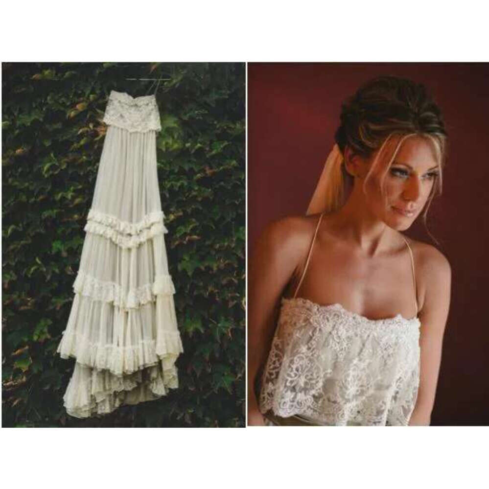 Vintage Style Boho Beach Wedding Dresses Sexy Spaghetti Straps Tiered Lace Chiffon A E Bridal Gowns