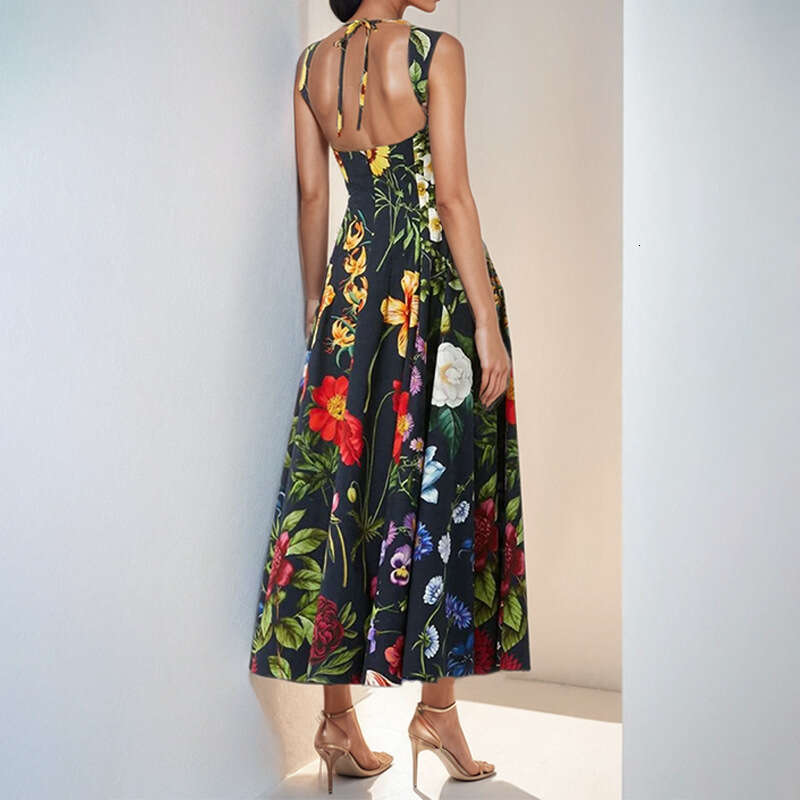 Women's 2025 Spring New Style Elegant Sleeveless Printed Sexy Casual Dress KLMY