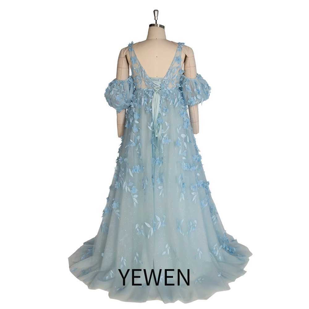 Elegant sparkling mesh floral dress for pregnant women baby shower blue dress for pregnant women YW243138 X250224