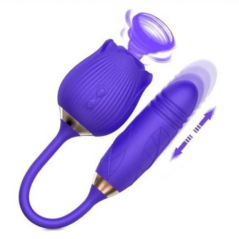 Rose Sucking Vibrator Clitoral Nipple Sucker Dual Head Elescopic Vibrator for Women Dildo Masturbators Female Sex Toys MachineXJ250311