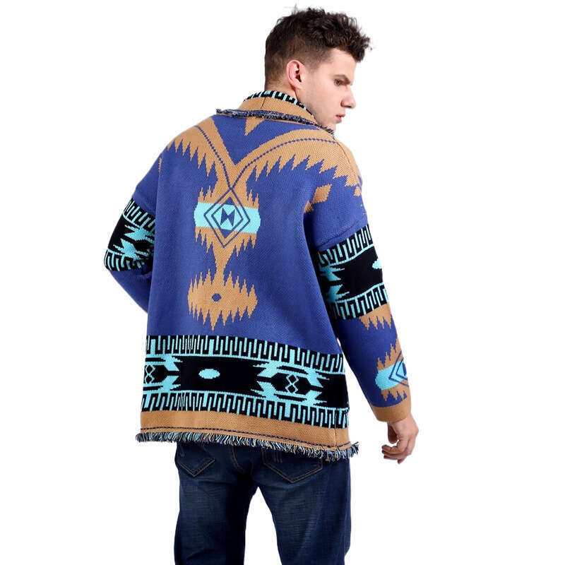 Men's Autumn And Winter New Jacquard Sweater Cardigan Style Design, Wool Knitted Jacket